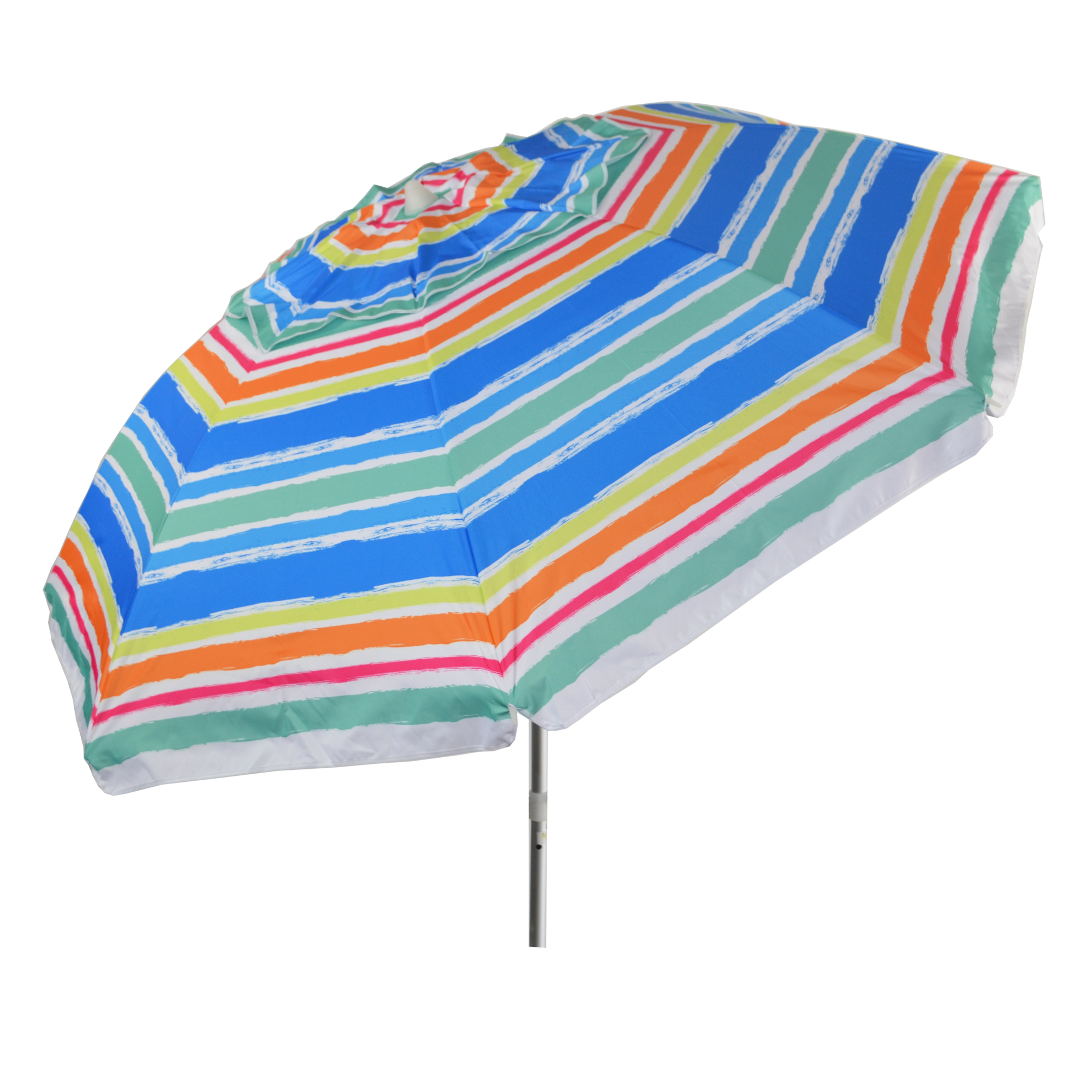 Heininger DestinationGear, 7ft. Multi-Color Striped Beach Umbrella, Shape Round, Model# 1237
